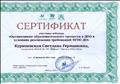 Сертификат участника вебинара "Организация образовательного процесса в ДОО в условиях реализации ФГОС ДО"